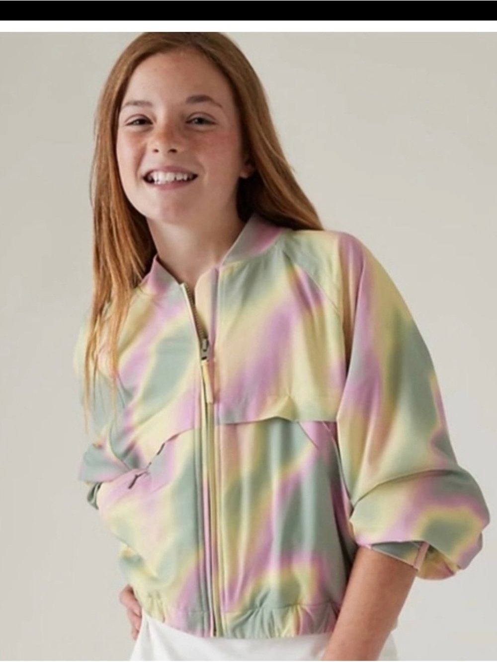 Athleta Girls' Pastel Rainbow Puffer Jacket - Yellow, Pink, Green, Purple